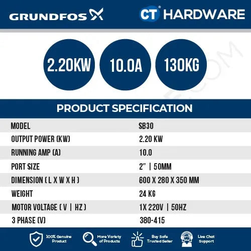 Grundfos SB30 Swimming Pool WAVE Pump 3HP