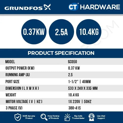 Grundfos SC050 Swimming Pool WAVE Pump 0.5HP