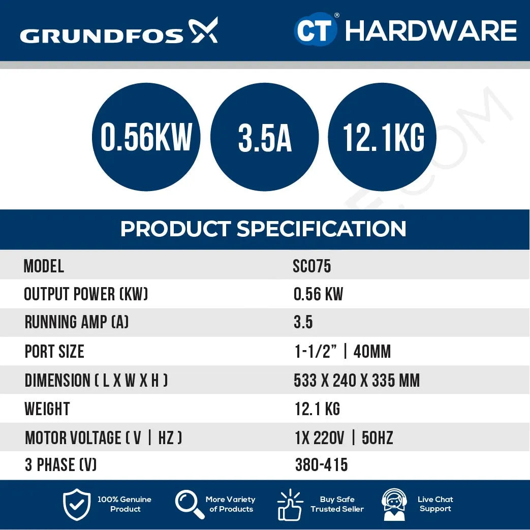 Grundfos SC075 Swimming Pool WAVE Pump 0.75HP