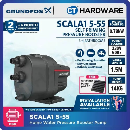 Grundfos SCALA1 5-55 Home Booster Pump 0.78kW Bluetooth
