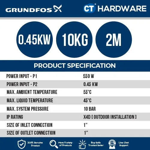 Grundfos SCALA2 3-45 Compact Booster Pump 0.45kW Integrated Speed Control