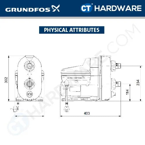 Grundfos SCALA2 3-45 Compact Booster Pump 0.45kW Integrated Speed Control