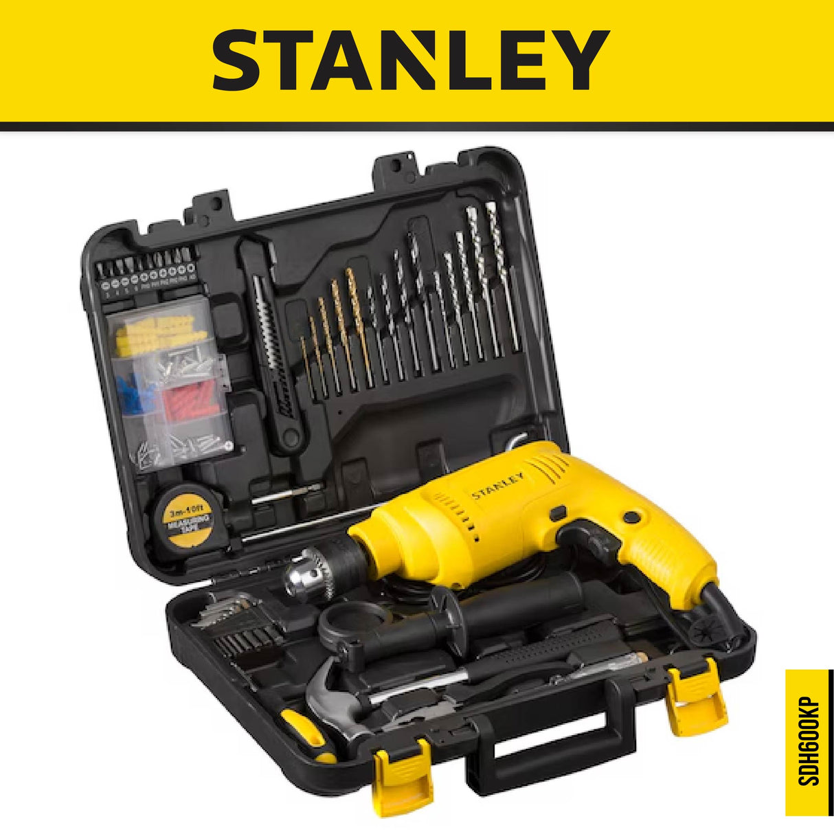 Stanley SDH600KP / SDH600KM Percussion Drill 13mm 600W c/w 120pcs Accessories
