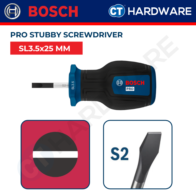 Bosch PRO Stubby Screwdriver Slotted 25mm