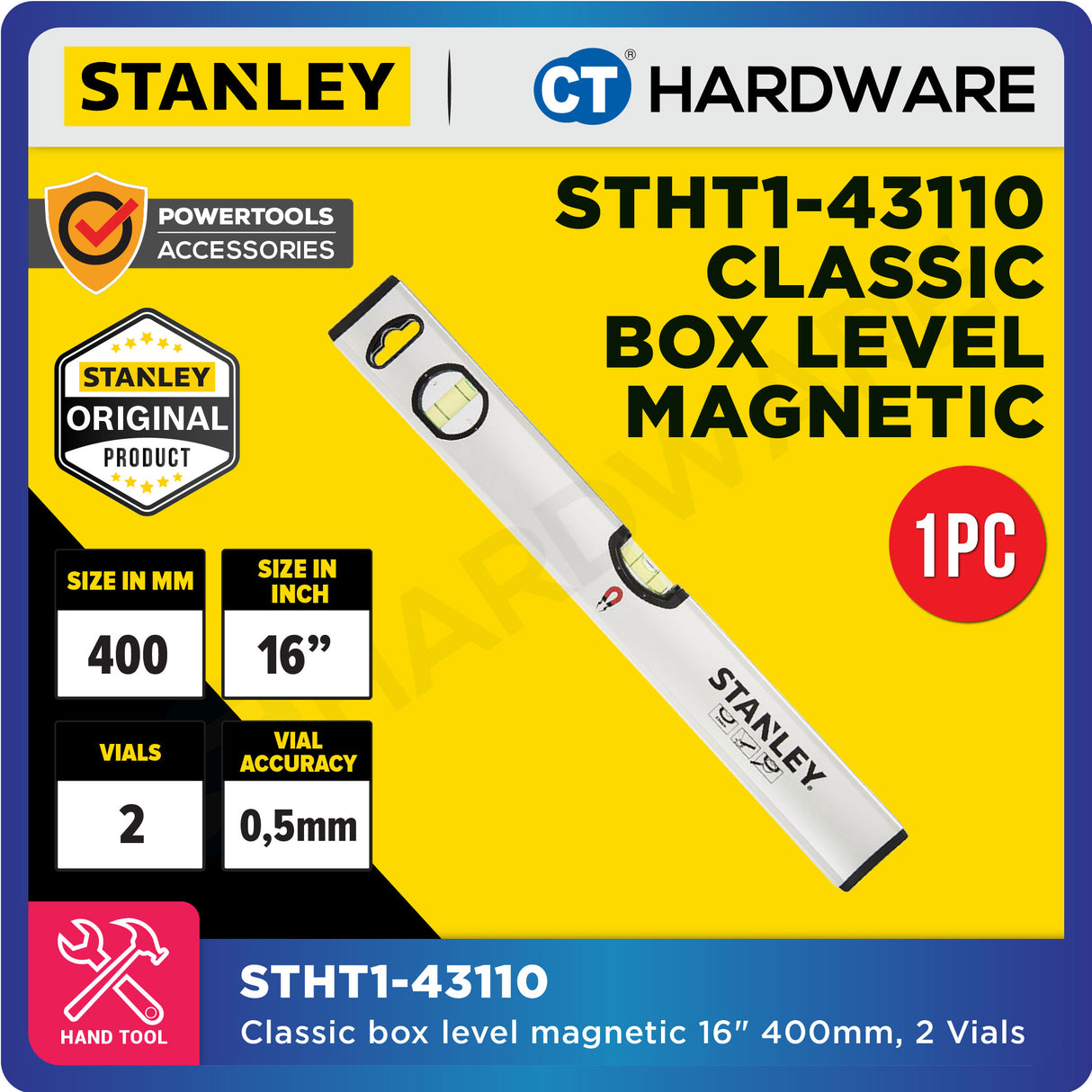 Stanley Classic Magnetic Box Level - 40cm | 60cm | 150cm (1 pc)