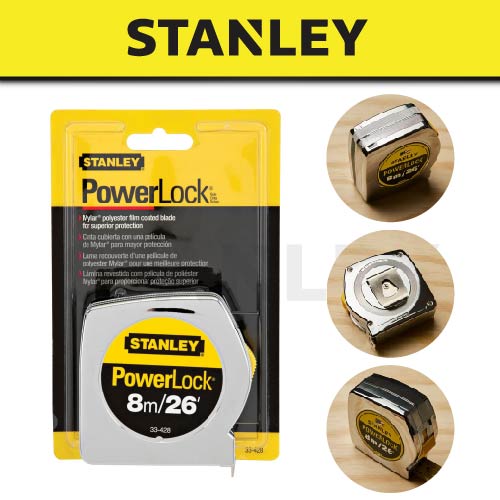 STANLEY Powerlock Measuring Tape Rule 3.5M/12FT STHT33215-8 | 5M/16FT STHT33158-8 | 8M/26FT STHT33428-8 | 10M/33FT STHT33463-8