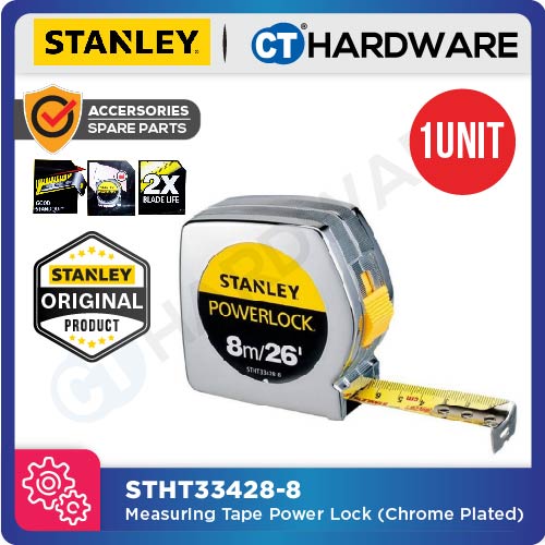 STANLEY Powerlock Measuring Tape Rule 3.5M/12FT STHT33215-8 | 5M/16FT STHT33158-8 | 8M/26FT STHT33428-8 | 10M/33FT STHT33463-8