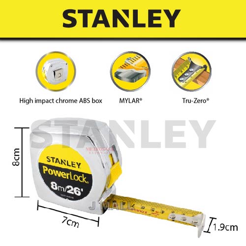 STANLEY Powerlock Measuring Tape Rule 3.5M/12FT STHT33215-8 | 5M/16FT STHT33158-8 | 8M/26FT STHT33428-8 | 10M/33FT STHT33463-8