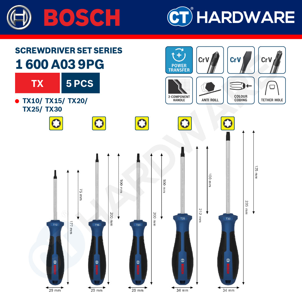 Bosch Screwdriver Set Series, 1600A039PH (6PCS), 1600A039PJ (6PCS), 1600A039PG (5PCS), Bosch Hand Tool