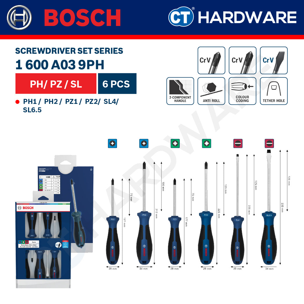 Bosch Screwdriver Set Series, 1600A039PH (6PCS), 1600A039PJ (6PCS), 1600A039PG (5PCS), Bosch Hand Tool