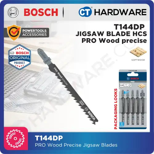 Bosch T144DP PRO Wood Precise Jigsaw Blades (5 pcs/pack)