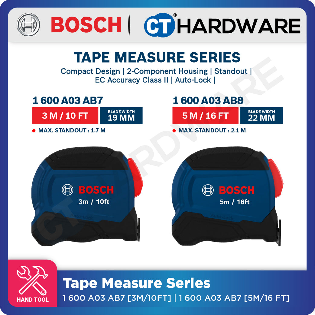 Bosch Tape Measure Series, 1600A03AB7 (3M/10FT), 1600A03AB8 (5M/16FT), Bosch Hand Tool