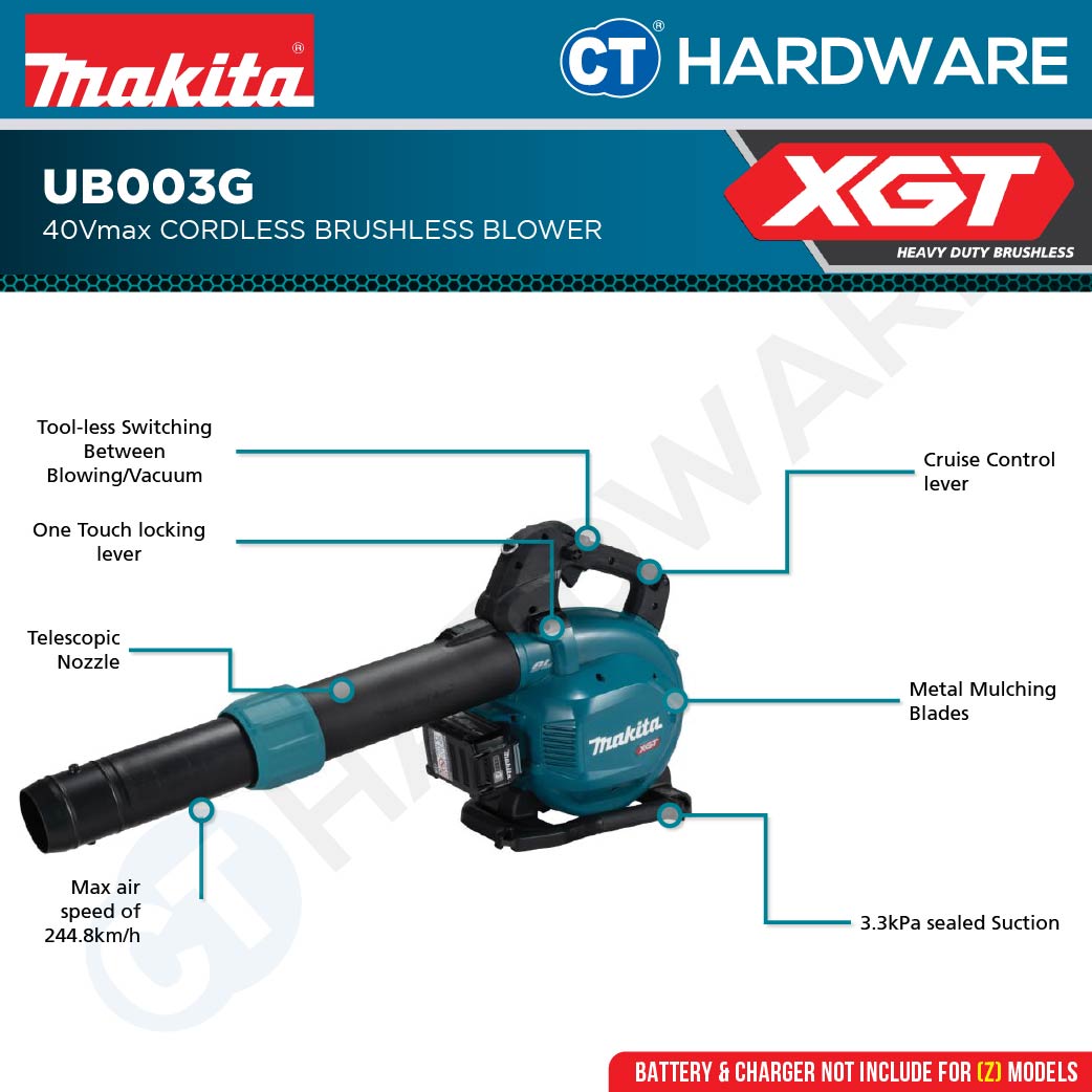 Makita UB003GZ XGT 40Vmax Cordless Blower (Body Only)