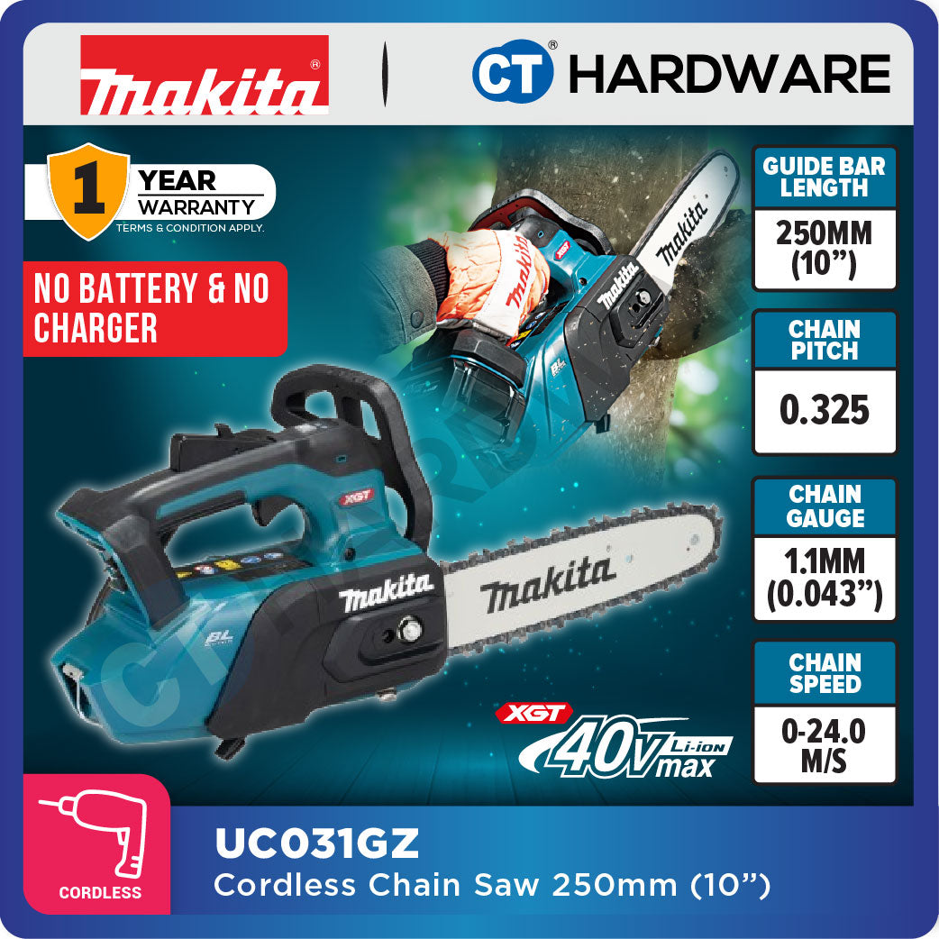 MAKITA UC031GZ CORDLESS CHAIN SAW 40V 10" 150ML 0-24.0m/s WITHOUT BATTERY CHARGER