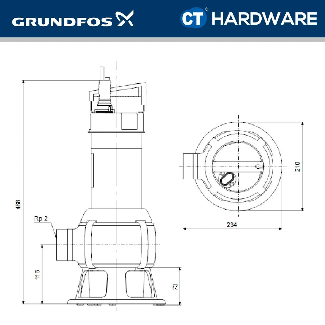 Grundfos UNILIFT AP35B5008A1 Stainless Steel Submersible Waste Water Pump with Float Switch 0.71kW