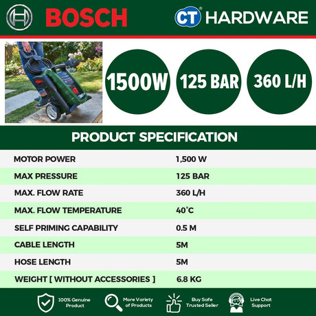 Bosch UNIVERSAL AQUATAK125 High Pressure Cleaner 1500W 125 Bar 6 l/min