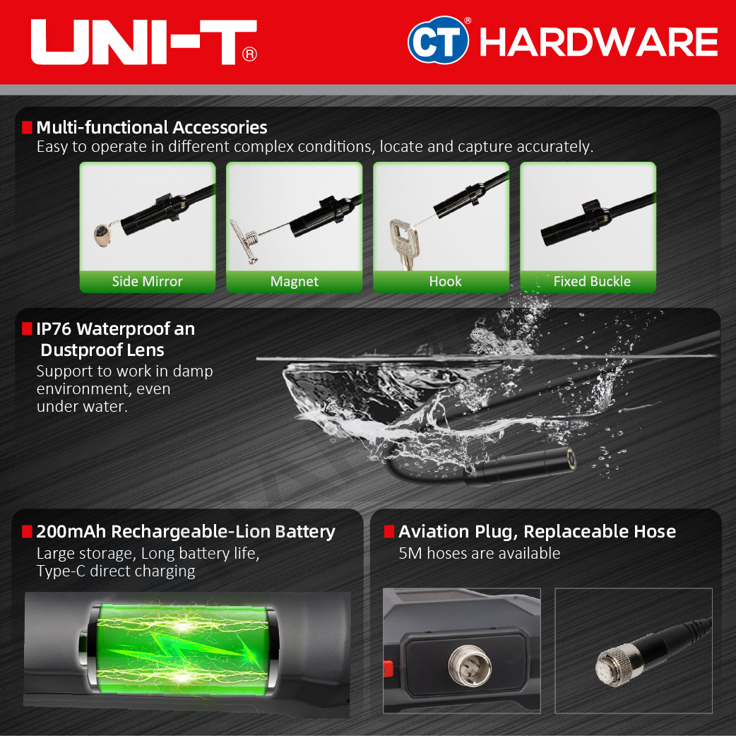 UNI-T UT665P-5M Handheld Industrial Borescope 8mm 5m