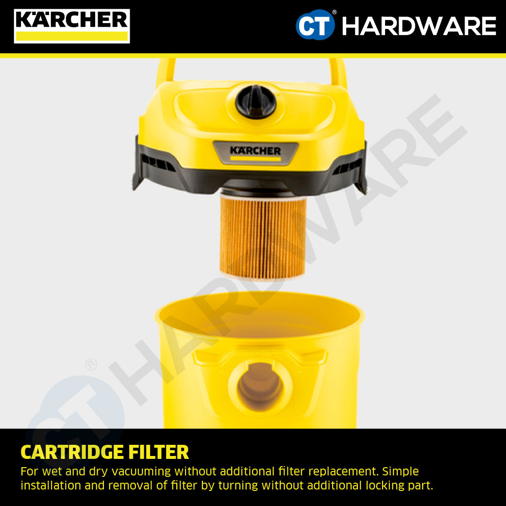 Karcher WD2PLUSV Wet & Dry Vacuum Cleaner 12L 1000W | 16280090 Multi-purpose Vacuum Cleaner High Suction Power Tech