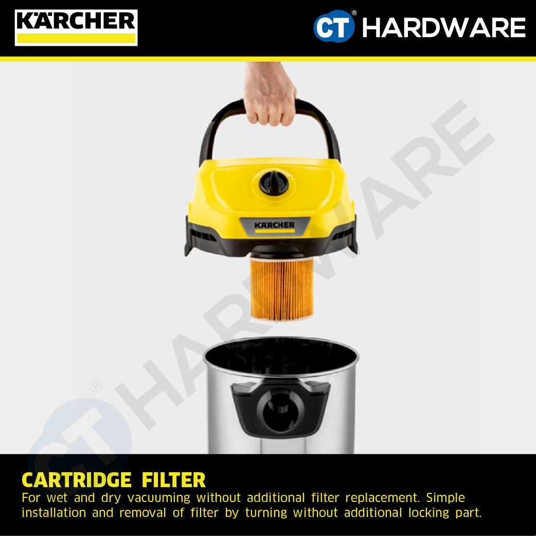 KARCHER WD3SV | WD3V | WD2 Wet & Dry Vacuum Cleaner 1000W | 17L | Stainless Steel Tank | High Suction Power Tech