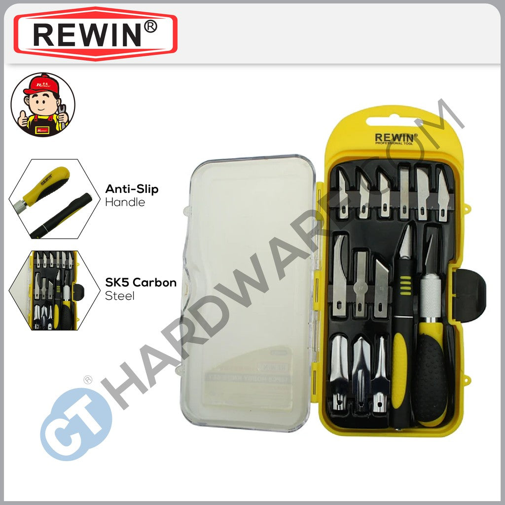 REWIN WD4014 HOBBY KNIFE SET 14PCS