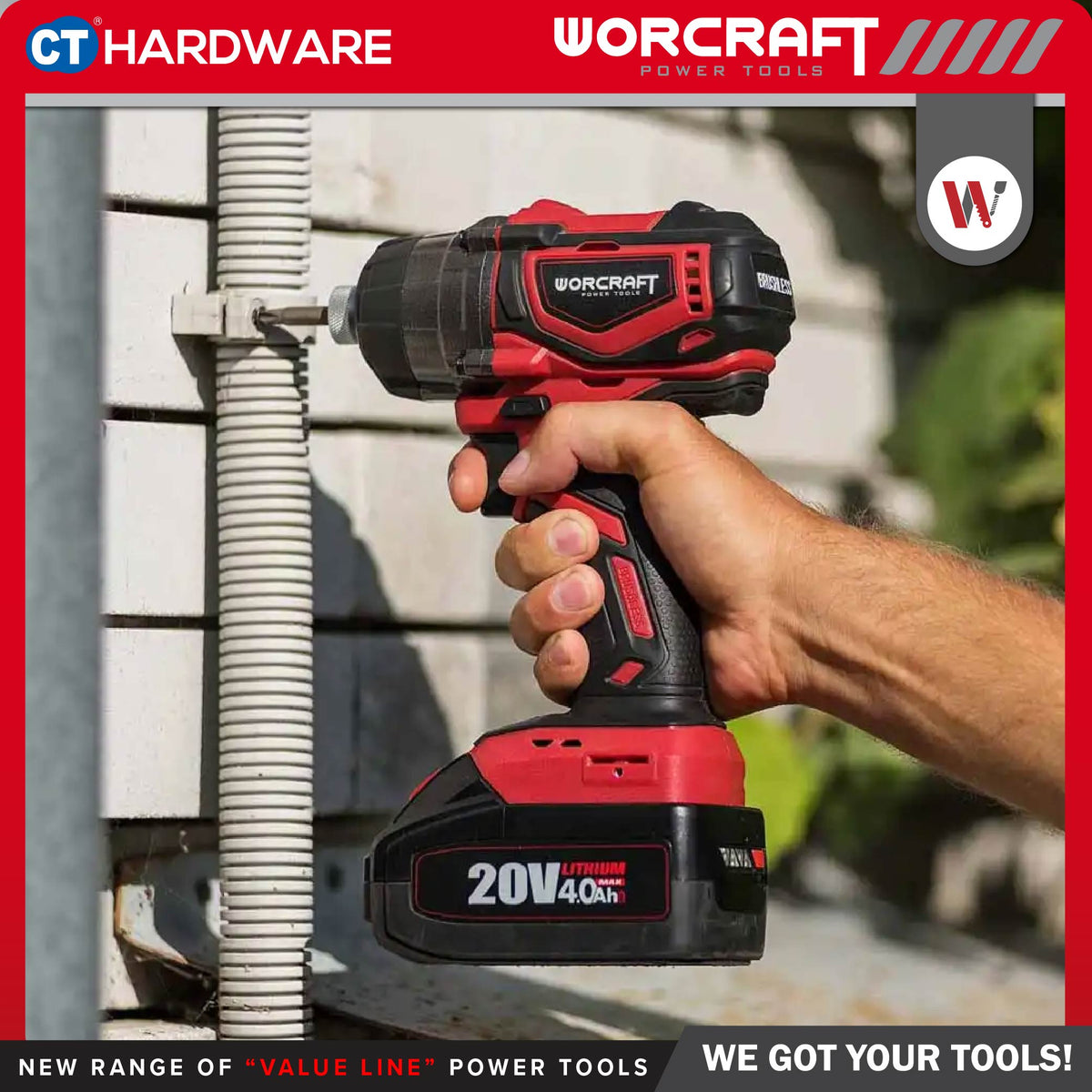 Worcraft CIS-S20LiB-260 20V Cordless Brushless Impact Screwdriver 1/4" 100/260Nm