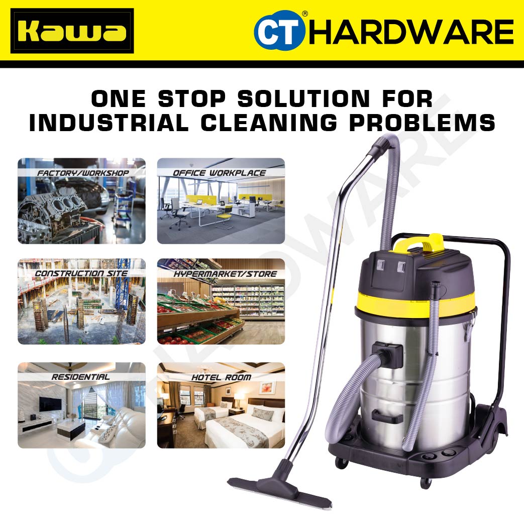 Kawa ZD98-2B-70L Heavy Duty Stainless Steel Wet & Dry 2-Motor Vacuum Cleaner 2000W 70L