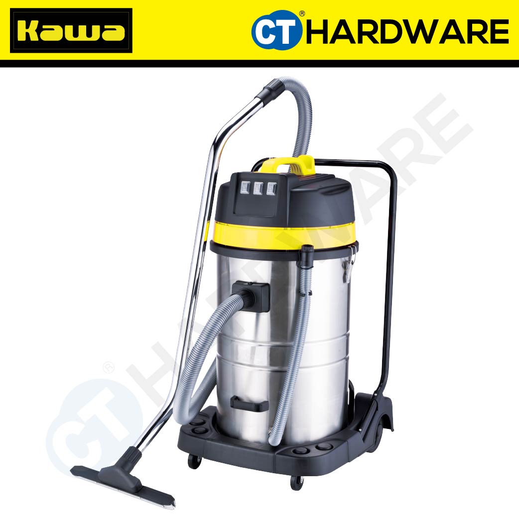 Kawa ZD98-3B-80L Heavy Duty Stainless Steel Wet & Dry 3-Motor Vacuum Cleaner 3000W 80L
