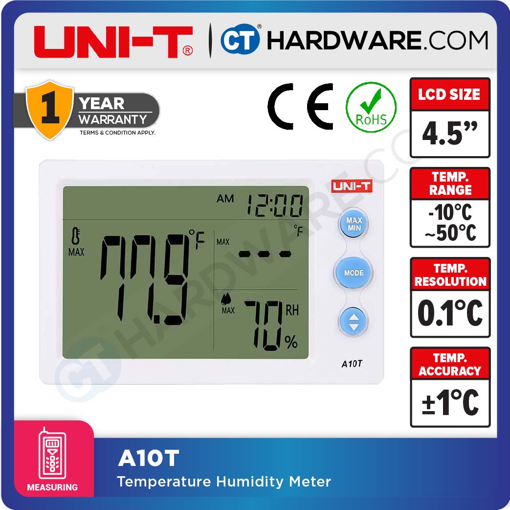 UNI-T A10T HUMIDITY & TEMPERATURE METER FOR HOME RESIDENCE USE ONLY