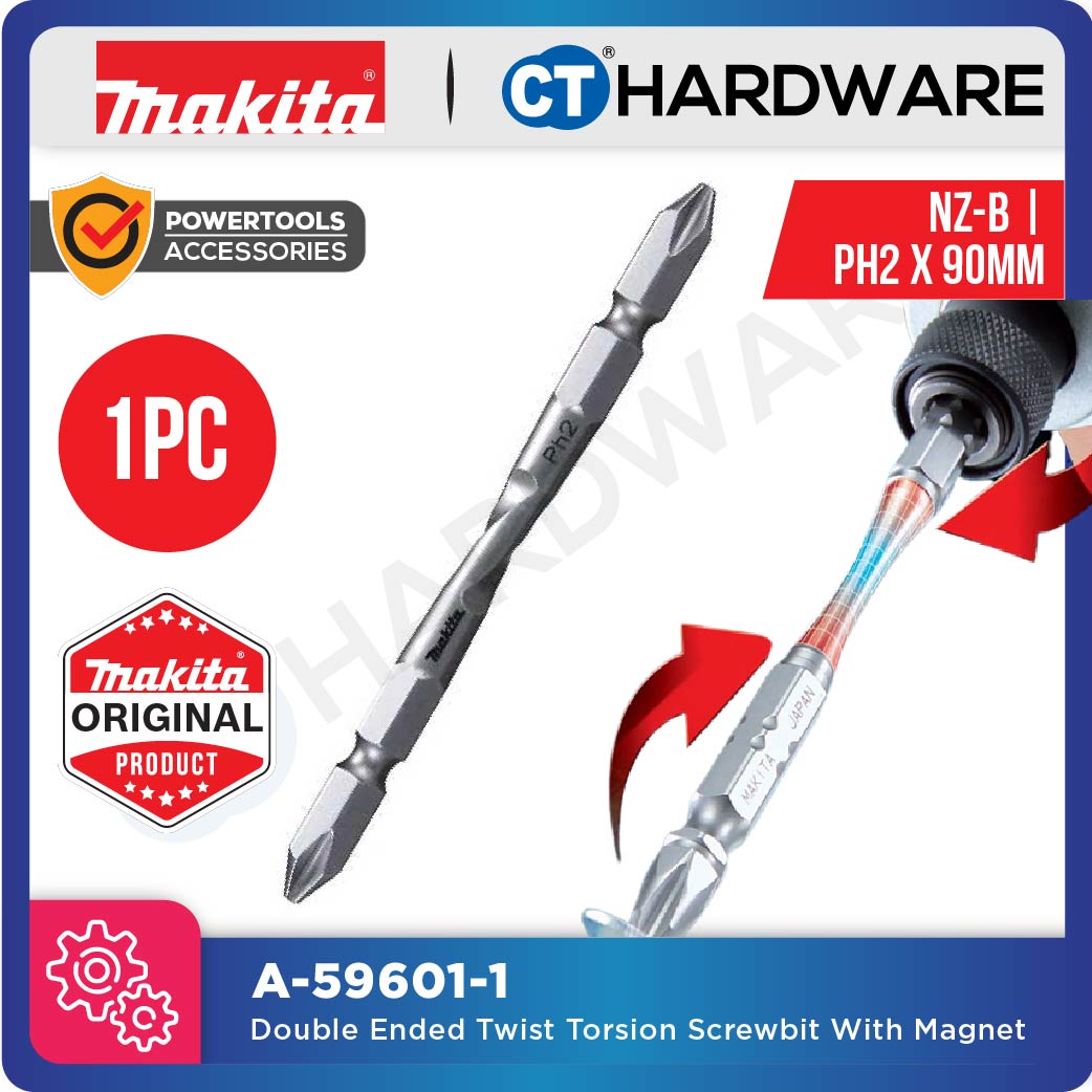 Makita A-59601 Double Ended Twist Torsion Screw Bit E-Form With Magnet PH2 90mm (1pc)