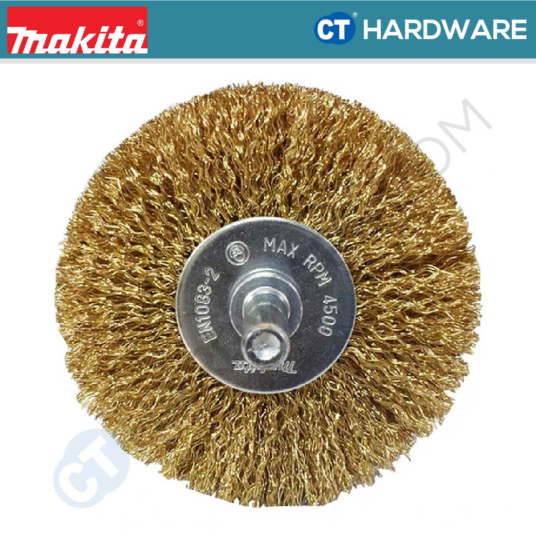 Makita D-67608 Wire Brush For Drill/ Wheel/ Crimped 0.25mm X 80mm Dia X 8mm Shaft