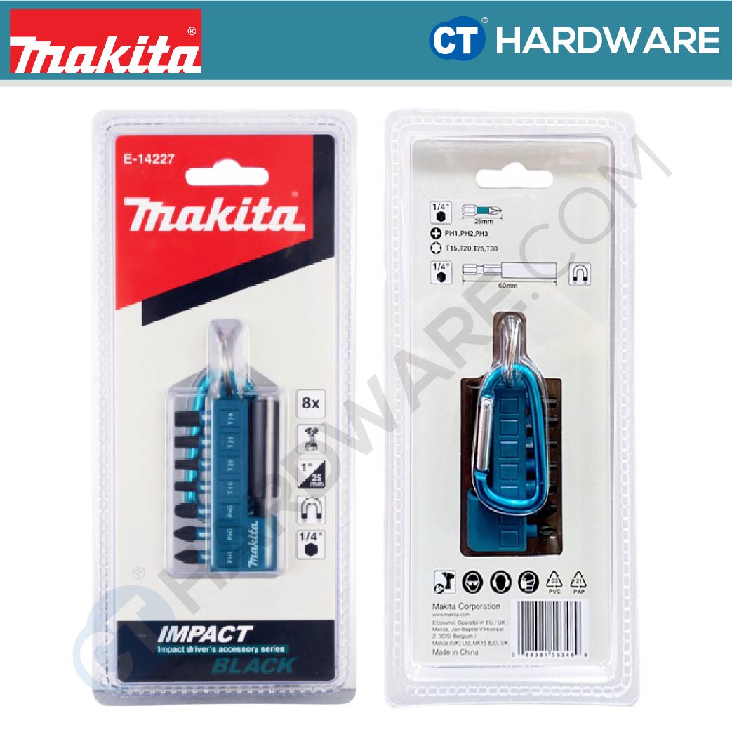 Makita E-14227 Impact BLACK Screw Bit C-Form With Bit Holder Assortment (8pcs Pack)