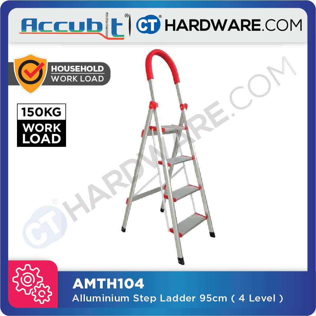 ACCUBIT AMTH104 ALUMINIUM STEP LADDER 95CM ( 4 LEVEL ) 119 SERIES EN131