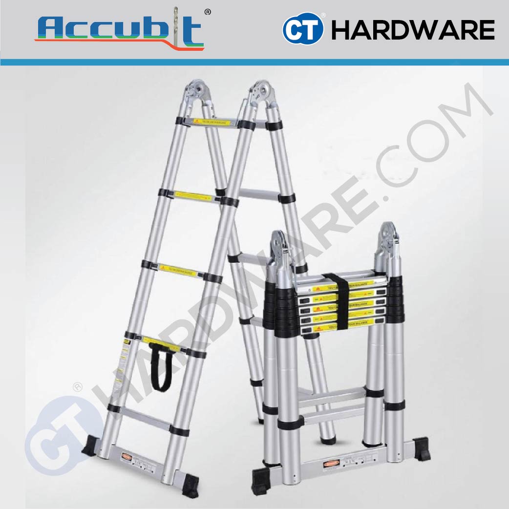 ACCUBIT MFTLC214 ALUMINIUM DOUBLE SIDED TELESCOPIC LADDER 15FT WEIGHT 16KG