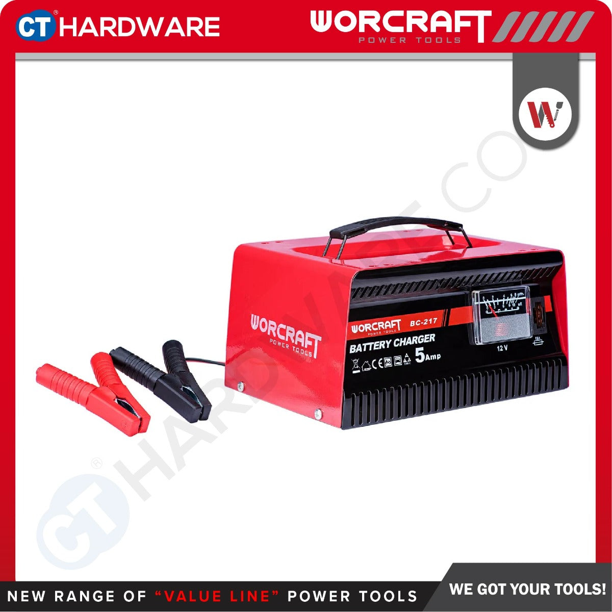 Worcraft BC-217 Battery Charger 12V 5A for 16-80Ah Batteries