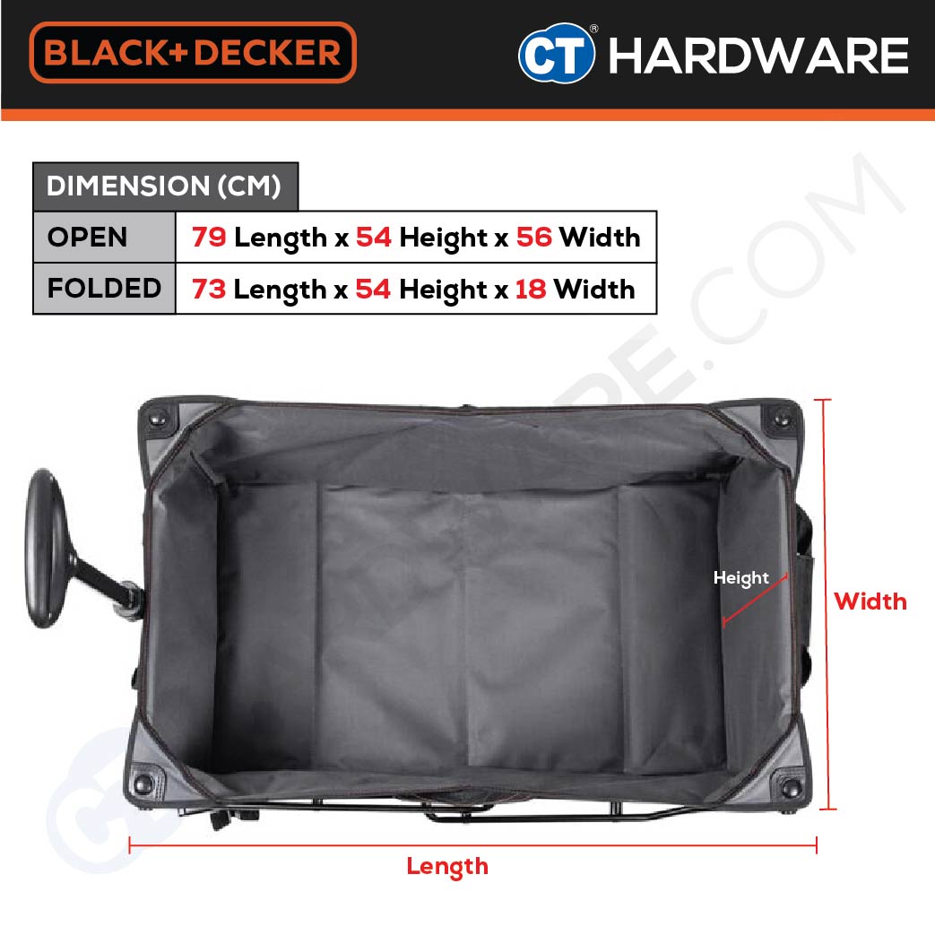 BLACK+DECKER BDCWBK01-XJ Collapsible Outdoor Utility Wagon 75L 80kg Load (Material Q235 Steel)