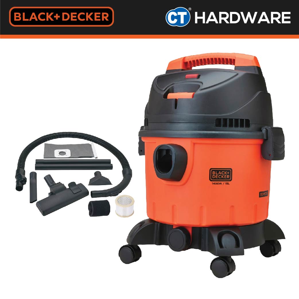 BLACK+DECKER BDWD15 Wet & Dry Vacuum Cleaner 15L 1400W 190MBar Suction