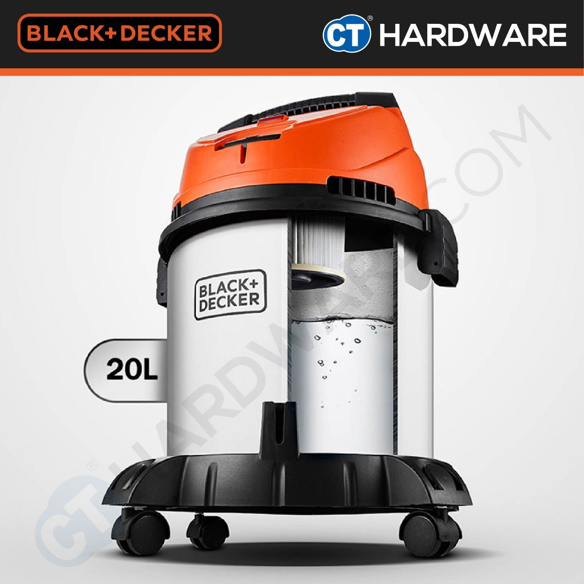 BLACK+DECKER BDWDS20 Multi-Function Wet & Dry Vacuum Cleaner 20L 1600W (S/Steel)