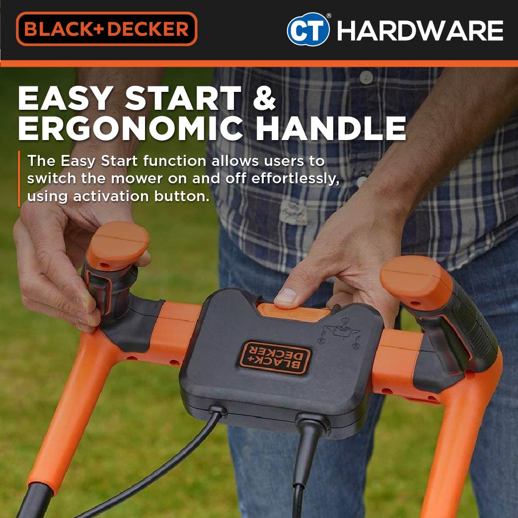 BLACK+DECKER BEMW451BH-B1 Electric Lawn Mower 1200W 32cm 35l With Ergonomic Bike Handle