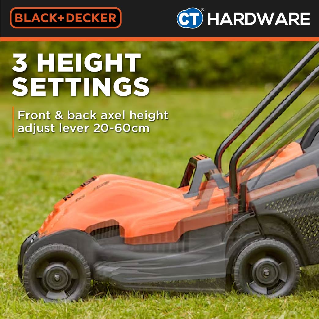 BLACK+DECKER BEMW451BH-B1 Electric Lawn Mower 1200W 32cm 35l With Ergonomic Bike Handle
