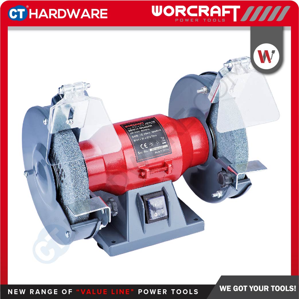 WORCRAFT BG20-150 BENCH GRINDER 6" 200W 2950RPM (150 X 16 X 12.7MM) (BG20150)