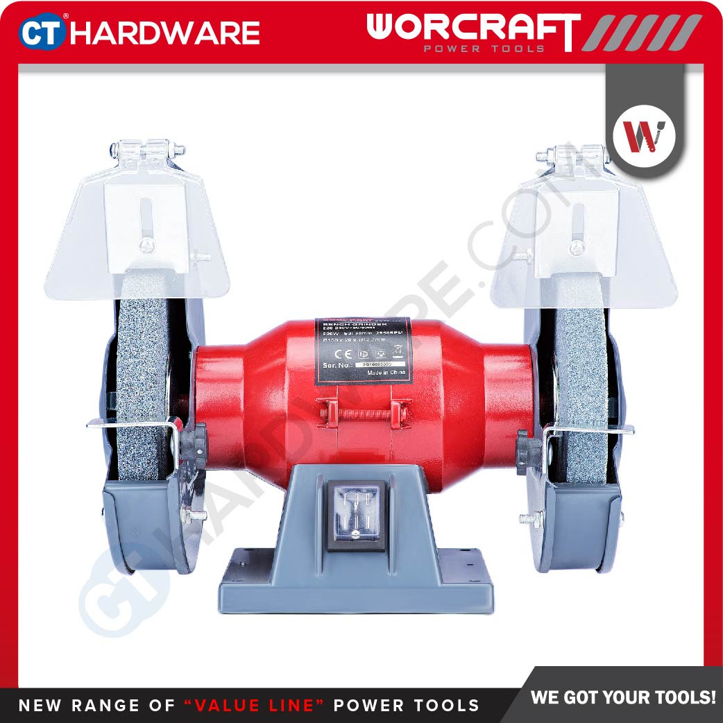 WORCRAFT BG20-150 BENCH GRINDER 6" 200W 2950RPM (150 X 16 X 12.7MM) (BG20150)