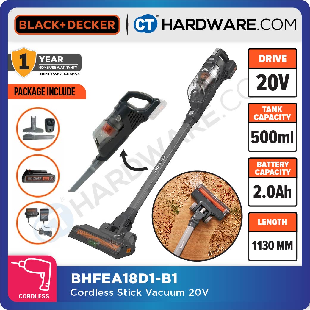 BLACK+DECKER BHFEA18D1-B1 Cordless Stick Vacuum 20V C/W 1x 2.0AH Battery & 1x Charger