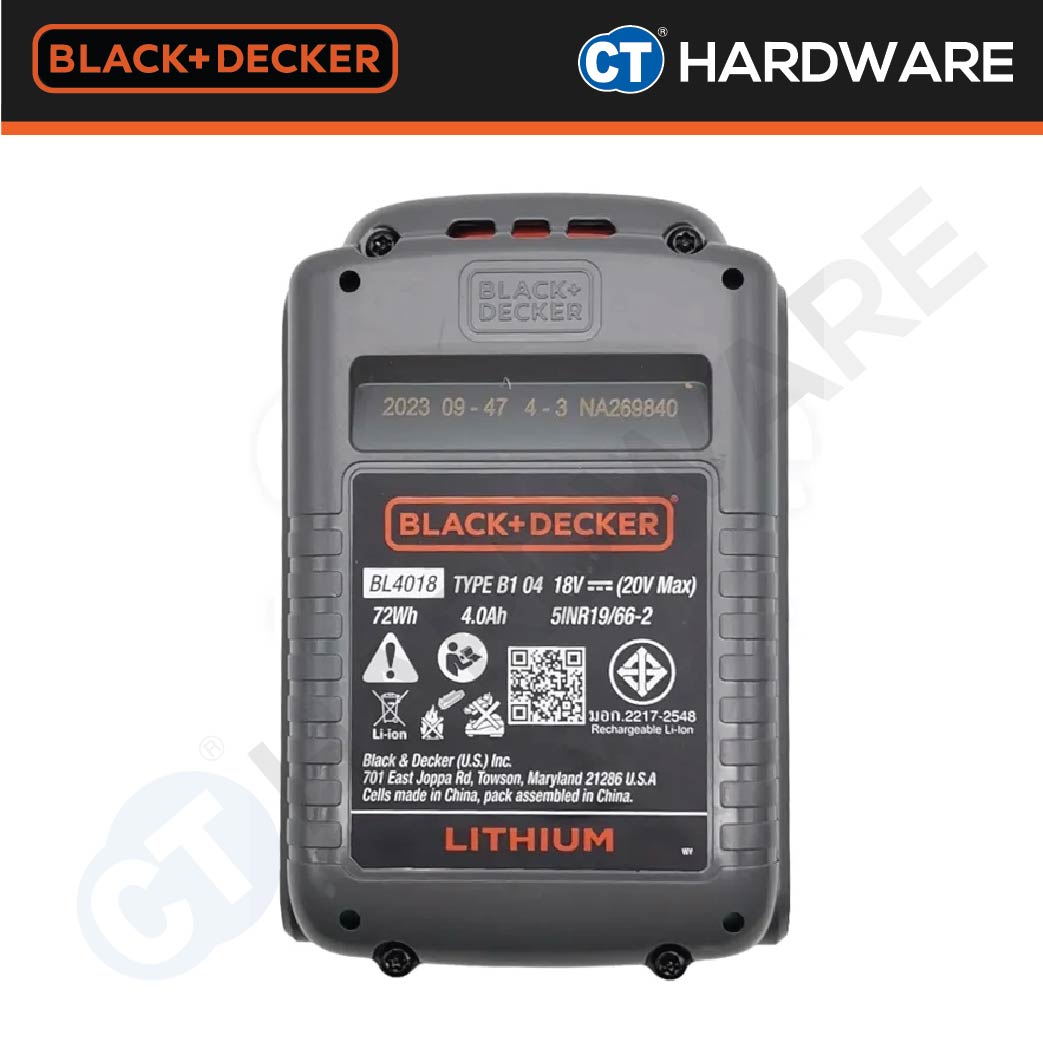 Black & Decker BL4018 Lithium-Ion Battery 18V (20V Max) 4.0Ah For Power & Garden Tools