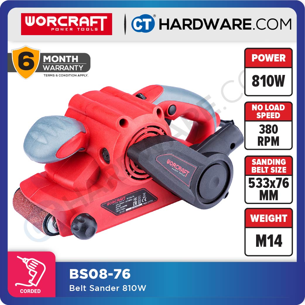 WORCRAFT BS08-76 BELT SANDER 810W 200-380MPM 76 X 533MM ( 3" X 21" ) (BS0876)