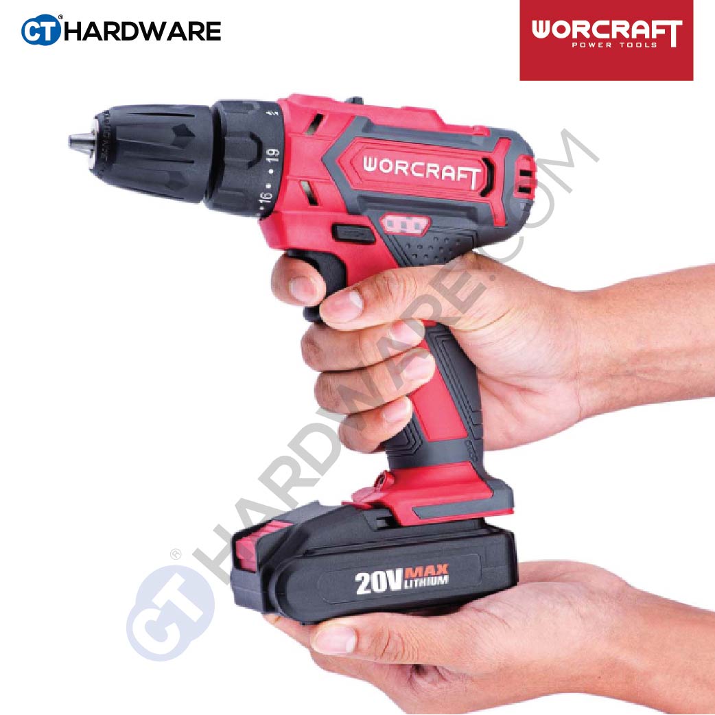 WORCRAFT CD20LI CORDLESS DRILL 20V COME WITH ACCESSORIES | 2x 1.5AH BATTERY & 1x CHARGER