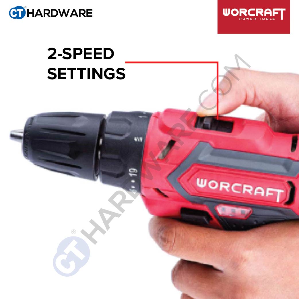 WORCRAFT CD20LI CORDLESS DRILL 20V COME WITH ACCESSORIES | 2x 1.5AH BATTERY & 1x CHARGER