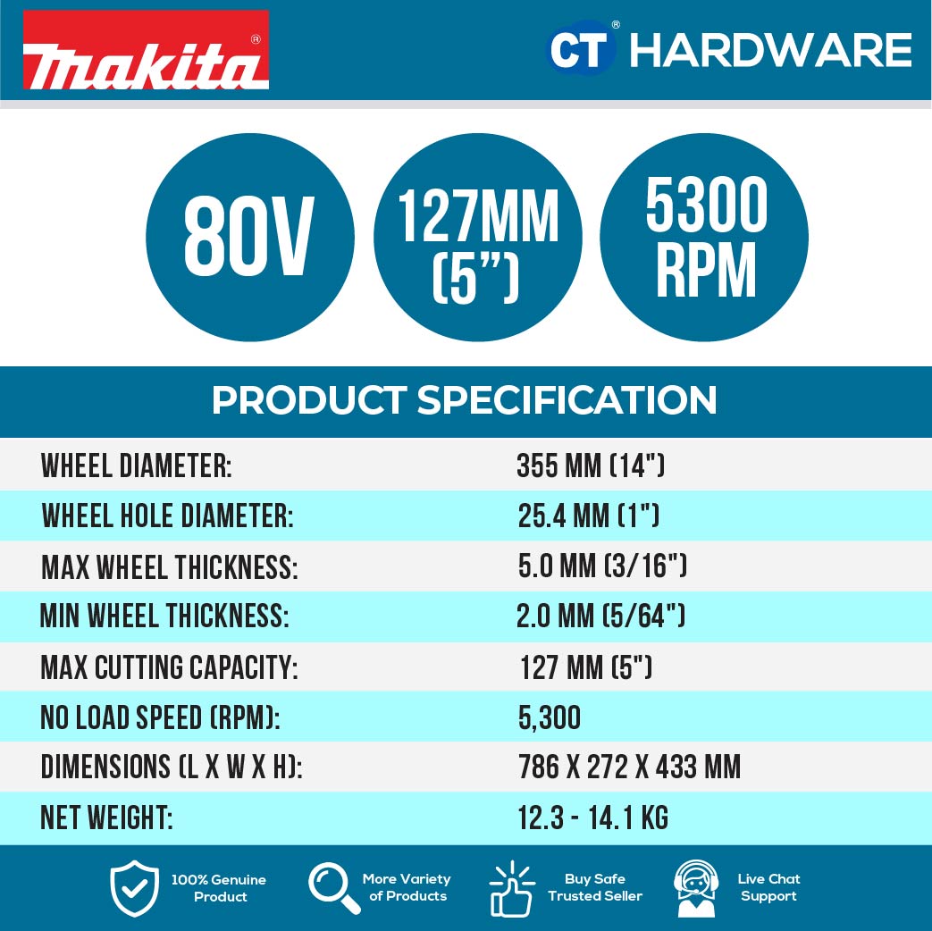 Makita CE001GZ01 XGT 40Vmax X2 Cordless Brushless Power Cutter 14" 355mm (Body Only)