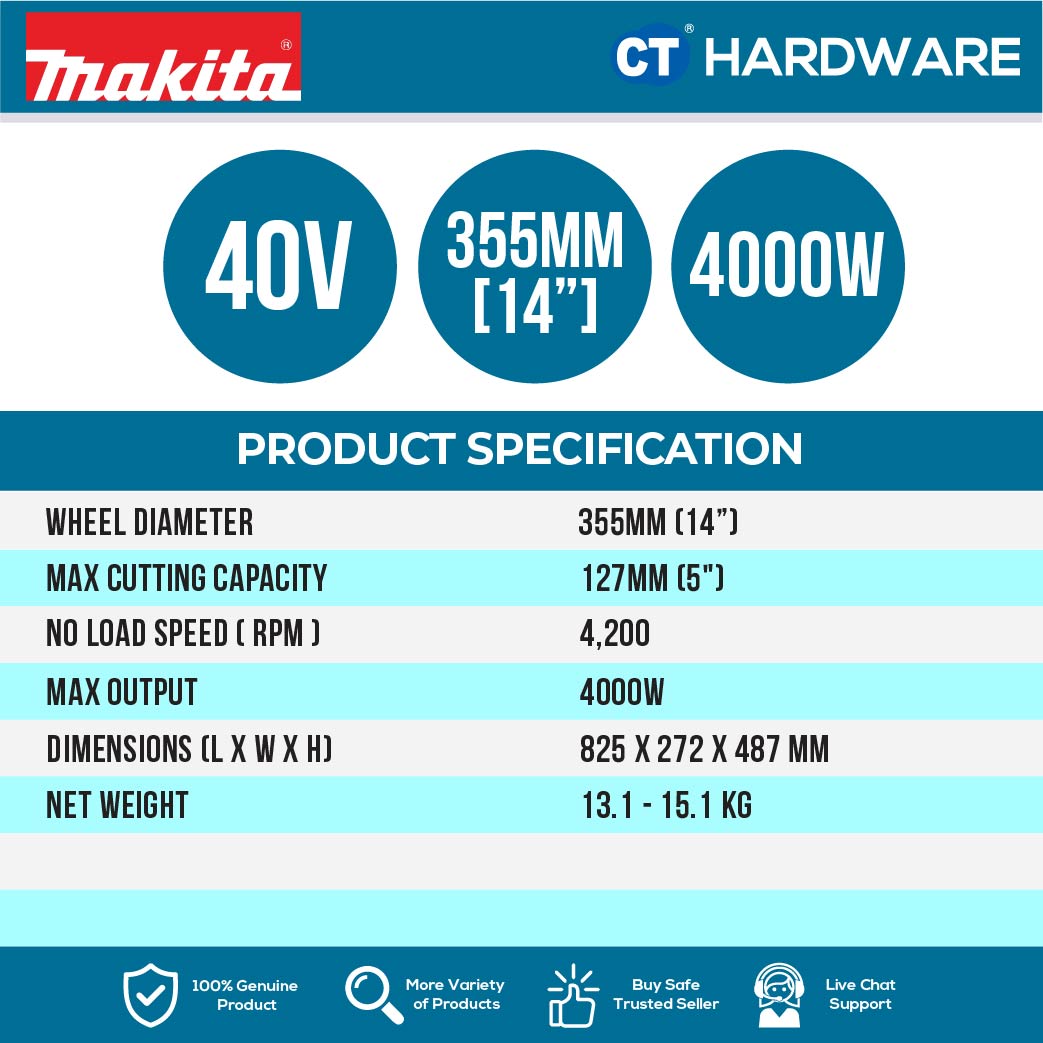 Makita CE002GZ XGT 40Vmax Cordless Brushless Power Cutter 14" 355mm (Body Only)