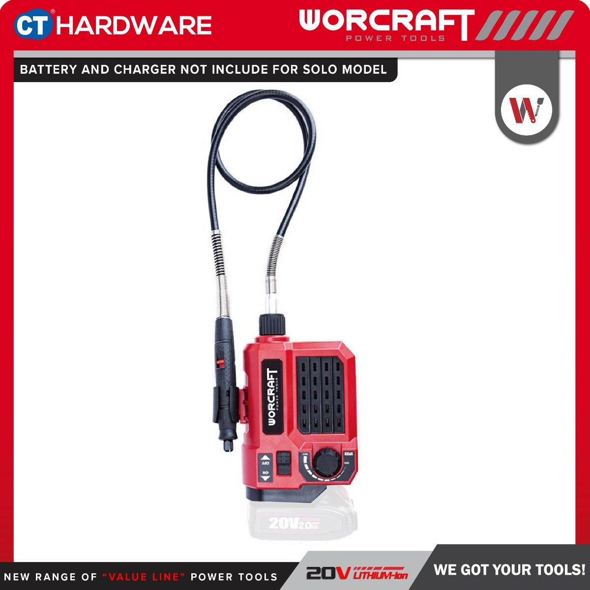 Worcraft CEMG-S20Li 20V Cordless Engraver Mini Grinder 33000RPM with 40pcs Accessories