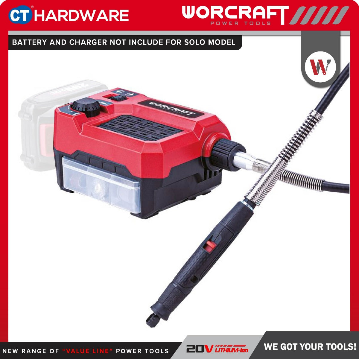 Worcraft CEMG-S20Li 20V Cordless Engraver Mini Grinder 33000RPM with 40pcs Accessories